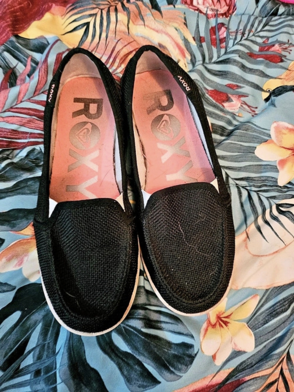 Roxy Bayshore Black Slip-On Flats US 8